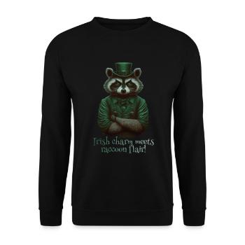 Le charme irlandais rencontre le raton laveur Flair St. Patty - Sweat-shirt Unisexe - noir - Devant - Alina (178cm) & Michal (187cm)