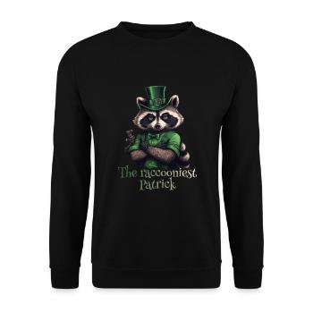 The raccooniest Patrick Raccoon St. Patty - Unisex Sweatshirt - black - Front - Alina (178cm) & Michal (187cm)