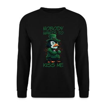 Nobody Wants To Kiss Me Penguin St. Patty - Unisex Pullover - Schwarz - Vorne - Alina (178cm) & Michal (187cm)