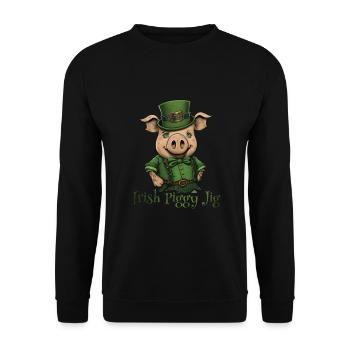 Irish Piggy Jig St. Patty - Unisex Pullover - Schwarz - Vorne - Alina (178cm) & Michal (187cm)