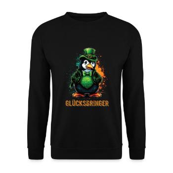 Lucky charm Penguin St. Patty - Unisex Sweatshirt - black - Front - Alina (178cm) & Michal (187cm)