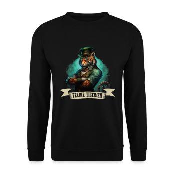 Feline Tigerish St. Patty - Unisex Sweatshirt - black - Front - Alina (178cm) & Michal (187cm)
