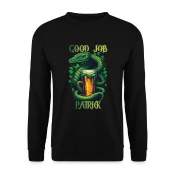 Good Job Patrick - St. Patrick's Day Snake - Unisex Sweatshirt - black - Front - Alina (178cm) & Michal (187cm)