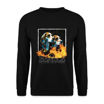 Beagle Bild Portrait - Unisex Pullover - Schwarz - Vorne - Alina (178cm) & Michal (187cm)