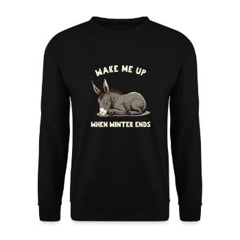 Wake Me Up When Winter Ends Sleepy Donkey - Unisex Sweatshirt - black - Front - Alina (178cm) & Michal (187cm)