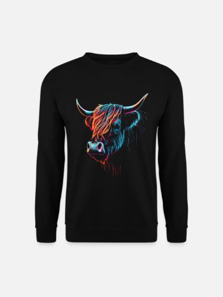 Schottisches Hochlandrind Porträt - Unisex Pullover - Schwarz