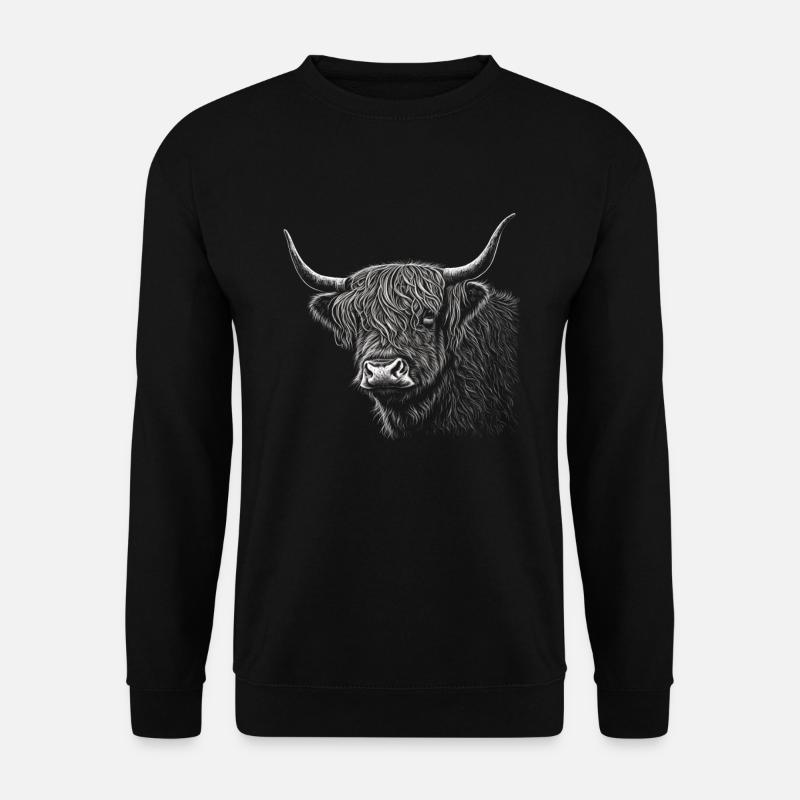 Schottisches Hochlandrind Porträt - Unisex Pullover - Schwarz