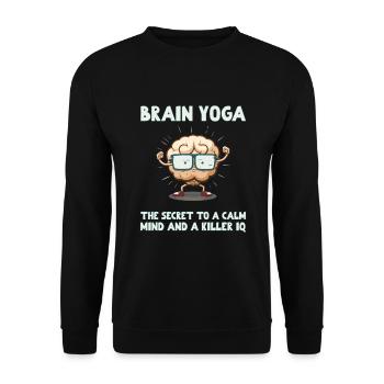 Brain Yoga The Secret to a Calm Mind & a Killer IQ - Unisex Sweatshirt - black - Front - Alina (178cm) & Michal (187cm)