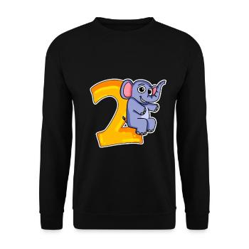 2 Years Old - 2nd Birthday with Animal Motif - Unisex Sweatshirt - black - Front - Alina (178cm) & Michal (187cm)
