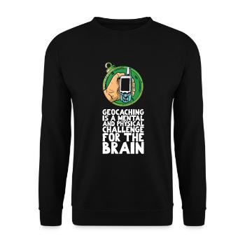 Geocaching is a mental and physical challenge - Unisex Sweatshirt - black - Front - Alina (178cm) & Michal (187cm)