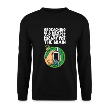Geocaching is a mental and physical escape - Unisex Sweatshirt - black - Front - Alina (178cm) & Michal (187cm)
