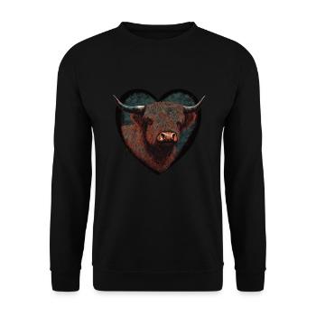Cœur de bétail des Highlands - Sweat-shirt Unisexe - noir - Devant - Alina (178cm) & Michal (187cm)
