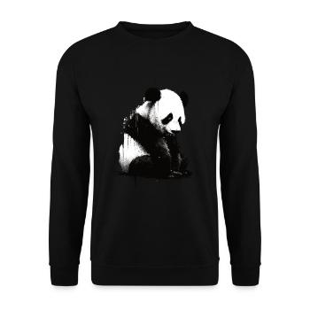 Panda-bär-schablone - Unisex Pullover - Schwarz - Vorne - Alina (178cm) & Michal (187cm)