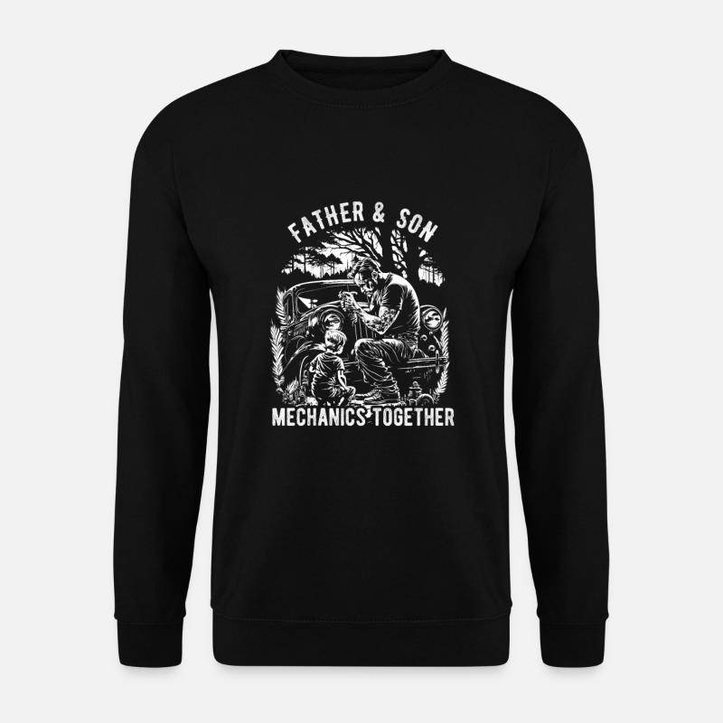 Far og søn mekanikker sammen - Unisex sweater - sort