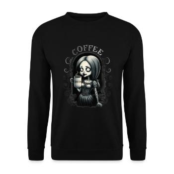 Coffee Addicted - Unisex Pullover - Schwarz - Vorne - Alina (178cm) & Michal (187cm)