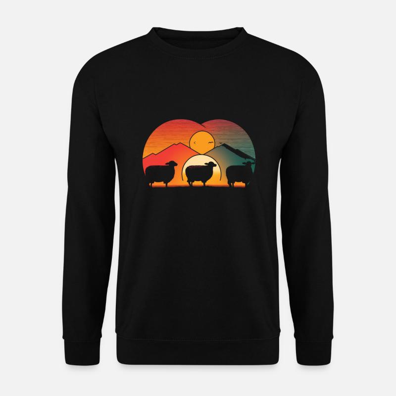 Schafe Lieben Den Sonnenuntergang - Unisex Pullover - Schwarz