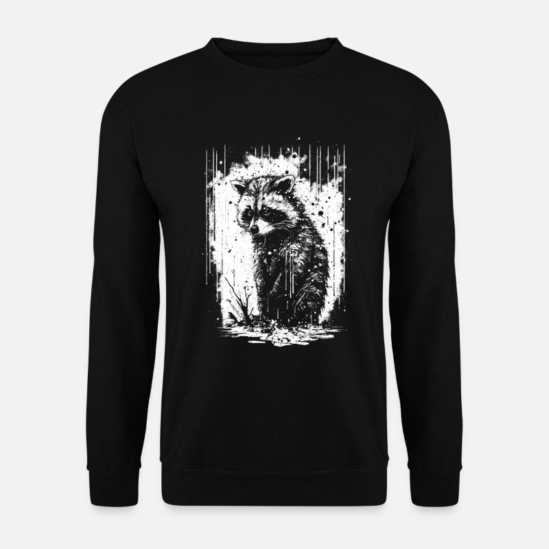 Raccoon White & Black Stencil - Unisex Sweatshirt - black