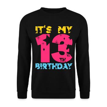 IT'S MY 13TH BIRTHDAY UNICORN 13TH BIRTHDAY - Unisex Sweatshirt - black - Front - Alina (178cm) & Michal (187cm)