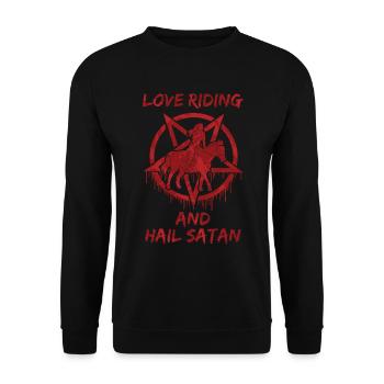 Love Riding and Hail Satan - Unisex Pullover - Schwarz - Vorne - Alina (178cm) & Michal (187cm)