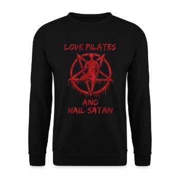 Amour Pilates et salut Satan - Sweat-shirt Unisexe - noir - Devant - Alina (178cm) & Michal (187cm)