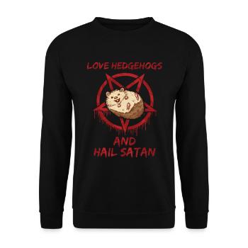 Aimez les hérissons et saluez Satan - Sweat-shirt Unisexe - noir - Devant - Alina (178cm) & Michal (187cm)