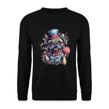 Petit chien carlin mignon - Sweat-shirt Unisexe - noir - Devant - Alina (178cm) & Michal (187cm)