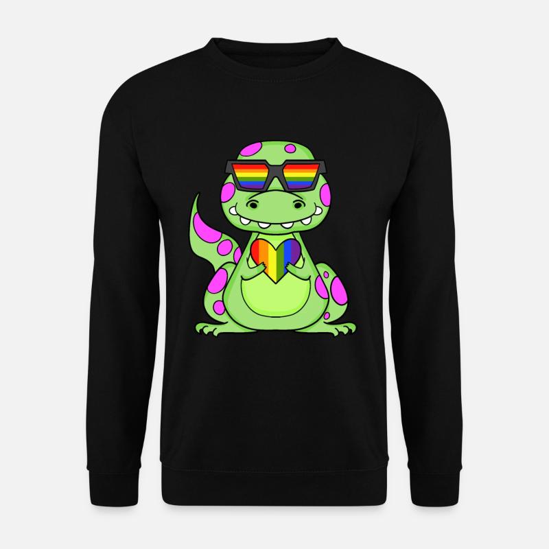 Dino Regenbogen Herz - Unisex Pullover - Schwarz