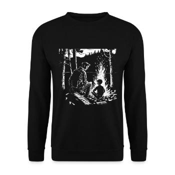 Fête des pères randonnée, camping et pêche - Sweat-shirt Unisexe - noir - Devant - Alina (178cm) & Michal (187cm)
