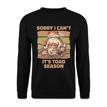 Sorry I Can't It's Toad Season - Unisex Pullover - Schwarz - Vorne - Alina (178cm) & Michal (187cm)