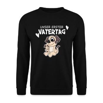 Vatertag - erster Vatertag Geschenk - Unisex Pullover - Schwarz - Vorne - Alina (178cm) & Michal (187cm)