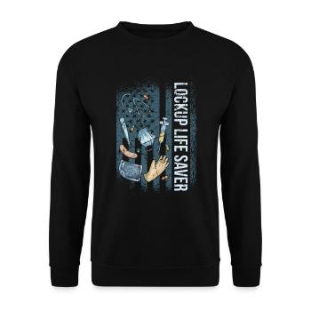 Lockup Life Saver Corrections Nurse - Unisex Sweatshirt - black - Front - Alina (178cm) & Michal (187cm)