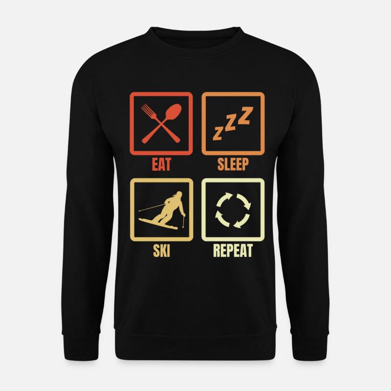 Manger, dormir, skier, répéter - Sweat-shirt Unisexe - noir