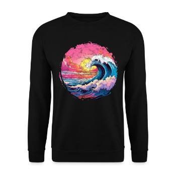 Sea, Wave, Sunset, Sun, Beach Summer - Unisex Sweatshirt - black - Front - Alina (178cm) & Michal (187cm)