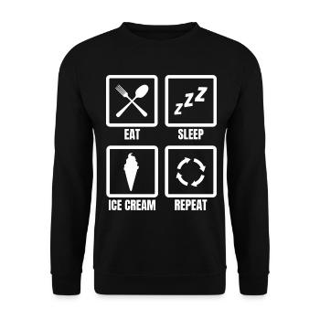 Food, Sleep, Ice cream, Repeat - Unisex Sweatshirt - black - Front - Alina (178cm) & Michal (187cm)