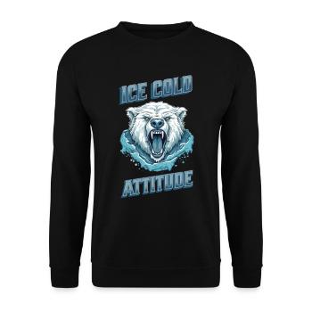Ice Cold Attitude Polar Bear Pajamas - Unisex Sweatshirt - black - Front - Alina (178cm) & Michal (187cm)