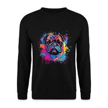 Pug paint splash design - Unisex Sweatshirt - black - Front - Alina (178cm) & Michal (187cm)