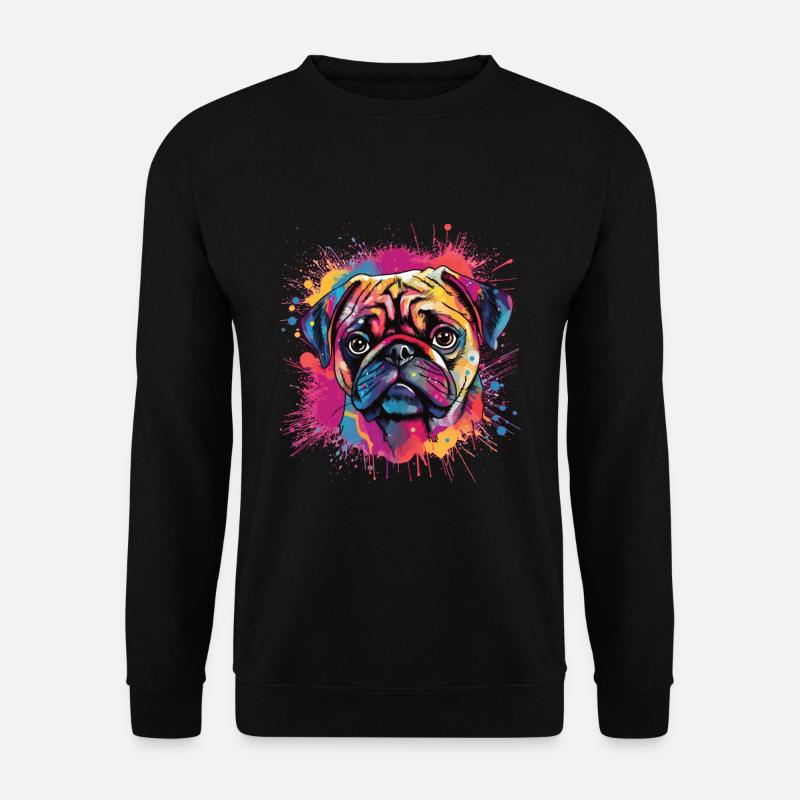 Mops-farbspritzer-design - Unisex Pullover - Schwarz