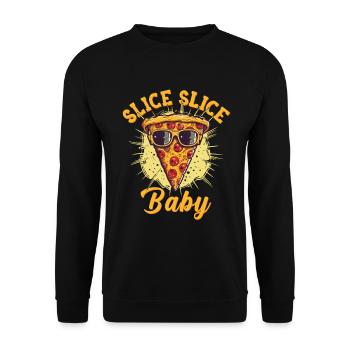 Slice Slice Pizza Sonnenbrille Pizzeria - Unisex Pullover - Schwarz - Vorne - Alina (178cm) & Michal (187cm)