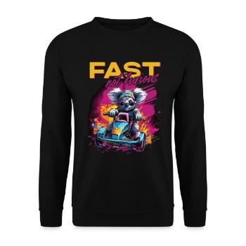 Fast Not Furious Koala Bär - Unisex Pullover - Schwarz - Vorne - Alina (178cm) & Michal (187cm)