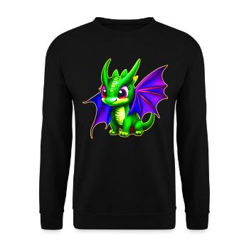 Petit dragon fantaisiste vert mignon - Sweat-shirt Unisexe - noir - Devant - Alina (178cm) & Michal (187cm)