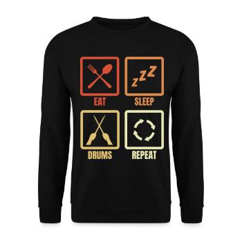 Manger, dormir, tambouriner, répéter - Sweat-shirt Unisexe - noir - Devant - Alina (178cm) & Michal (187cm)