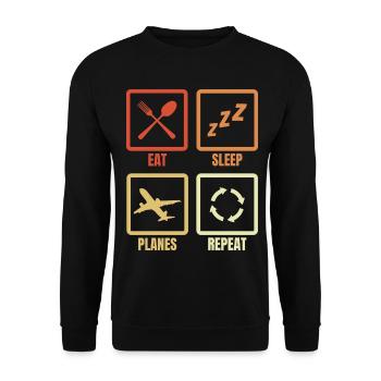 Nourriture, sommeil, avions à répétition - Sweat-shirt Unisexe - noir - Devant - Alina (178cm) & Michal (187cm)