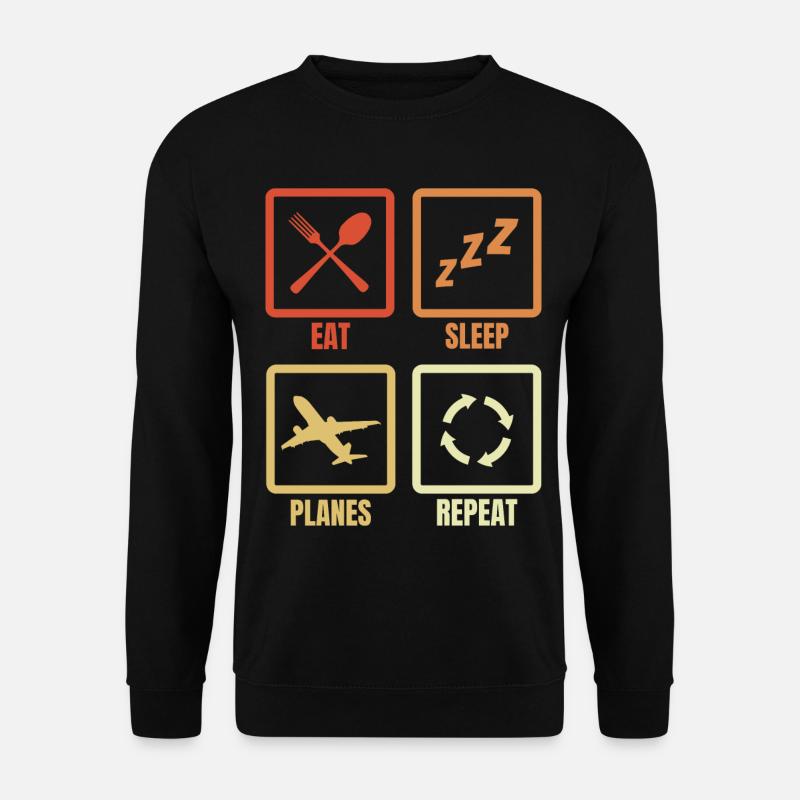 Food, sleeping, repeating planes - Unisex Sweatshirt - black