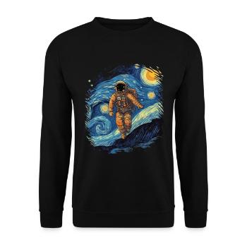 Astronautes Space Starry Night Van Gogh Painting - Sweat-shirt Unisexe - noir - Devant - Alina (178cm) & Michal (187cm)