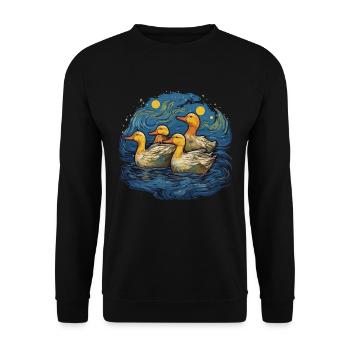 Duck Family In The Starry Night Artistic - Unisex Sweatshirt - black - Front - Alina (178cm) & Michal (187cm)