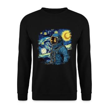 Astronautes Space Starry Night Van Gogh Painting - Sweat-shirt Unisexe - noir - Devant - Alina (178cm) & Michal (187cm)