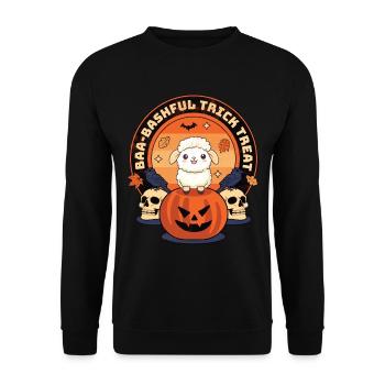 Baa-schüchterner Trick Treat - Halloween Für - Unisex Pullover - Schwarz - Vorne - Alina (178cm) & Michal (187cm)