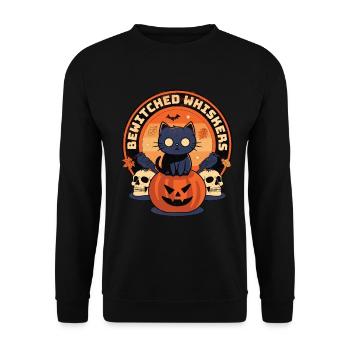 Bewitched Whiskers - Enchanting Cat Halloween - Unisex Sweatshirt - black - Front - Alina (178cm) & Michal (187cm)