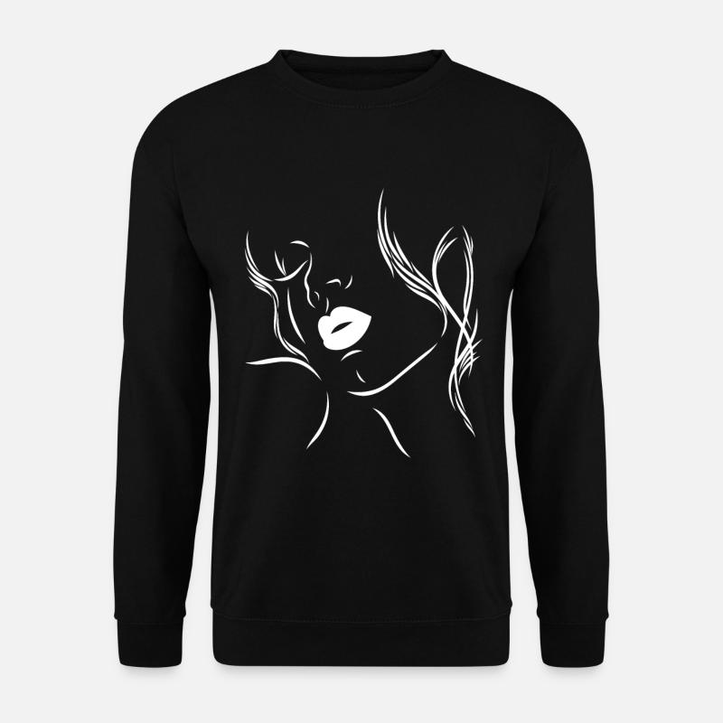 Feminine silhouette with sensual lips - Unisex Sweatshirt - black