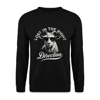 Perdu dans la bonne direction - La chèvre du randonneur - Sweat-shirt Unisexe - noir - Devant - Alina (178cm) & Michal (187cm)